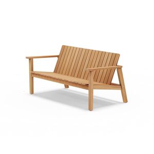 Banc de jardin moderne en teck Adirondack pour 2 personnes, avec lattes, pour terrasse, véranda, salon de jardin - Product Image 4