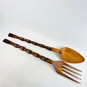 Juego de Cuchara y Tenedor de Madera de Acacia Pulida a Mano, Ecológico, Diseño Tradicional de Lujo, Cubiertos Reutilizables para Bodas y Fiestas - Product Image 2