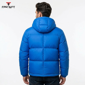 Blouson matelassé léger et imperméable à col montant, réversible, personnalisable sur le devant, avec capuche, pour l'hiver, à prix abordable, en promotion - Product Image 5