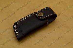 Cuchillo Plegable OEM con Mango de Resina Verde, Hoja de Acero Estampada y Funda de Cuero - Product Image 5