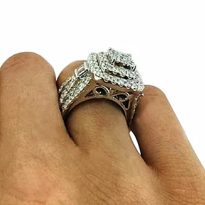 แหวนเพชรโมอิสซาไนต์ เงินแท้ 925 ทรงคุชชั่น ประดับเพชรแบบฮาโล แหวนหรูหราสำหรับเจ้าสาว แหวนหมั้น แหวนแต่งงานสำหรับผู้หญิง - Product Image 3