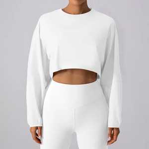 Women's Yoga set High-Waisted Seamless <b>Leggings</b> & Long Sleeve Cropped Autumn wear Custom OEM/ODM - Product Image 6