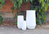 Jardinière moderne haute en béton GFRC nervuré, pot de fleurs extérieur en fibrociment cannelé, lot de 3, revêtement époxy écologique, luxe