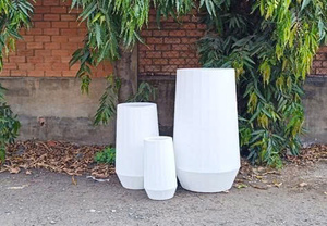 กระถางต้นไม้คอนกรีต GFRC ลายริบบิ้นทรงสูงทันสมัย สำหรับตกแต่งสวนภายนอก - Product Image 6
