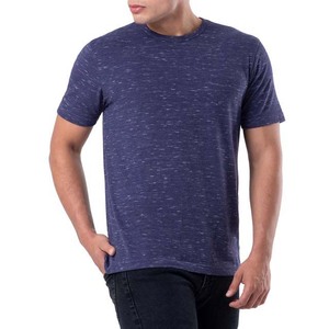 T-shirt décontracté à col rond en coton respirant bleu marine avec logo personnalisé, coupe classique, pour hommes et femmes, manches courtes, idéal pour l'été, à usage unique - Product Image 1
