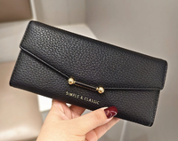 Dompet Wanita Bahan PU dengan Penutup Gesper, Desain Tekstur Embos Metalik, Pilihan Warna dan Logo yang Dapat Disesuaikan, Ukuran Besar