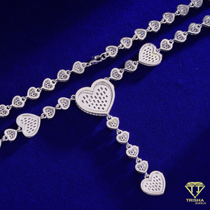 Collier à maillons en forme de cœur en moissanite, pendentif cœur superposé en argent sterling 925, bijoux de luxe tendance pour les acheteurs en gros - Product Image 2