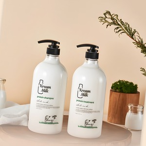 Crème coréenne K-Beauty au traitement aux protéines de lait, parfum musc blanc, 1100ml, fabriquée en Corée, soin du cuir chevelu et des poils de chèvre. - Product Image 3