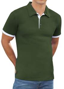 Camisetas Casuales para Hombre, Corte Ajustado, Cuello con Solapa, Diseño de Contraste de Color, Microelásticas - Product Image 2