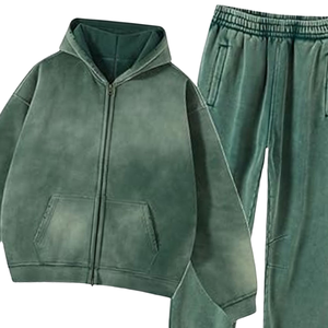 Ensemble de survêtement pour homme, veste en molleton vintage, pantalon de jogging, tenue streetwear oversize pour l'hiver - Product Image 6