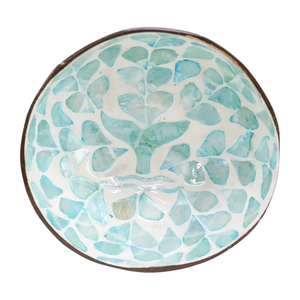 Bol en noix de coco laqué vert émeraude - Accent incrusté de perles - Cadeau vietnamien haut de gamme - Product Image 1