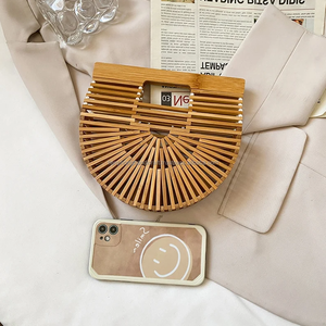 Bolso de mano con cadena de perlas para mujer, bolsa de playa, Retro de bambú, artesanía, 3 tamaños - Product Image 3