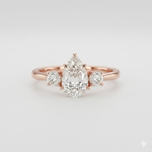 Bague de fiançailles prête à être expédiée, trois pierres, or blanc 18 carats, 2,18 carats, couleur E, clarté VVS2, diamant cultivé en laboratoire - Product Image 3