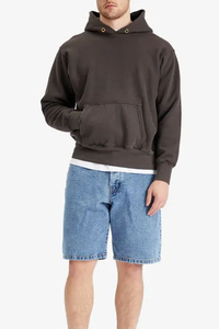 Shorts Bermuda en jean délavé taille haute pour homme avec poches, style décontracté, fermeture boutonnée, tissu en toile 100 % coton - Product Image 2