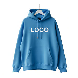 Sudadera con Capucha Azul Cielo Invernal con Logotipo Personalizado, Sudadera de Felpa Suave de Mezcla de Algodón, Estilo Urbano Digital para Ropa Casual de Marca - Product Image 1