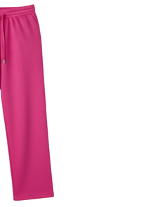 กางเกงวอร์มขายาวสีชมพูสดใสสำหรับผู้หญิง เอวยางยืด มีเชือกผูก เอวสม็อค กางเกงลำลองทรงหลวม รับผลิตตามแบบ OEM ขายส่งจำนวนมากจากโรงงาน - Product Image 2