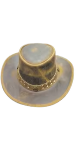Chapeau de cowboy australien vintage en cuir véritable marron, imprimé numériquement, ajustable, pour toutes les saisons, idéal pour les activités de plein air. - Product Image 2