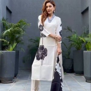 Nouvelle Robe de Soirée et de Bureau en Soie Georgette Brodé Personnalisé, Longueur Genou, Confortable et Sophistiquée pour Femme - Product Image 1