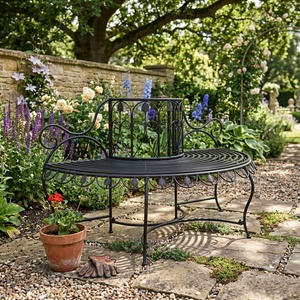 Luxury Classic European Wrought Iron Hand Forged Artistic <b>Metal</b> Seating Powder Coated Outdoor 2-Seater <b>Garden</b> Park <b>Bench</b> - Product Image 4