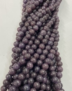 Perles rondes en Lépidolite de la marque Rare Gems Factory, brins de 15,5 pouces, perles rondes en pierre - Product Image 1