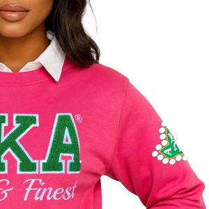 สีชมพู AKA First & Finest Ivy เสื้อสเวตเตอร์คอกลมแขนยาวผ้าฟลีซเนื้อนุ่มผู้หญิงแฟชั่นลำลองเครื่องแต่งกายสำหรับชมรม - Product Image 4