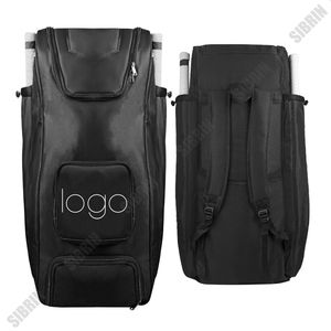 SIBRIN Premium Solid Black Stand-Up Cricket Wheelie Kit Bag Large Capacity Waterproof Portable Water Resistant Bats <b>Pads</b> Sports - Product Image 1