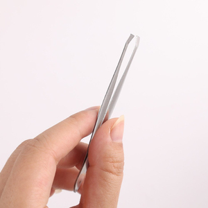 1pc Silver Eyebrow Tweezer Flat Tip Eyelash Extension Tweezers Stainless Steel Brow Hair Remove Trimming Clips Makeup Tools - Product Image 6