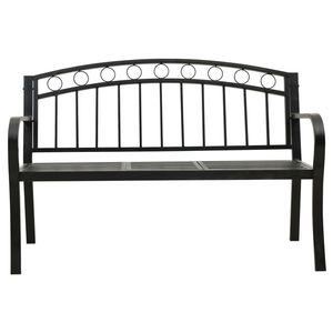 Banc de jardin en acier noir thermolaqué, durable, de taille moyenne, pour terrasse - Product Image 3