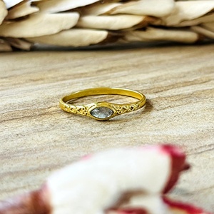 Latest Design Trendy Boho <b>Labradorite</b> <b>Ring</b> Vintage Brass Bands For Women 18k Gold Plated Filigree Dainty Jewelry Wholesale/OEM - Product Image 1