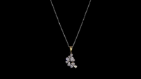 Collar con Colgante de Diamantes Cultivados en Laboratorio con Forma de Racimo Floral, con Piedras en Forma de Pera y Redondas, Chapado en Oro de 18K y Rodio, para Uso Diario y Regalos