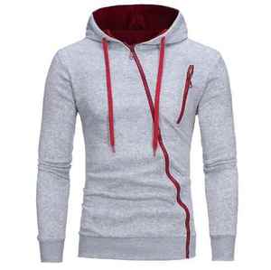 Sweat-shirt à capuche pour homme, couleur unie, coton tricoté, décontracté, pour l'automne, coupe classique, manches longues - Product Image 4