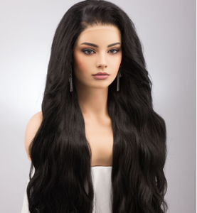 Perruque frontale HD en dentelle naturelle noire de qualité supérieure, cheveux humains vierges brésiliens, longue et ondulée pour femmes - Product Image 2