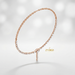 สร้อยคอจี้เพชรเลี้ยงในห้องปฏิบัติการชุบทองคำขาวและทองคำชมพู ดีไซน์รูปตัว Y สง่างาม ระยิบระยับ ดูเหนือกาลเวลา เหมาะสำหรับงานแต่งงาน งานเลี้ยง หรือเป็นของขวัญ - Product Image 2