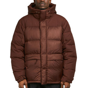 Top Selling Men Soft Padded Puffer <b>Jacket</b> Hooded Quilted Casual <b>Smart</b> Coat OEM Front Logo Brown Winter Eco-Friendly - Product Image 3