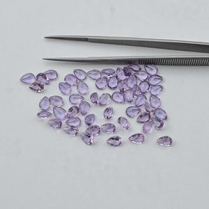 ลูกแพร์เจียระไนแบบเหลี่ยมเพชรพลอยสีชมพูอเมทิสต์ธรรมชาติเกรด AAA 3x4mm-10x14mm อัญมณีหลวม - Product Image 3