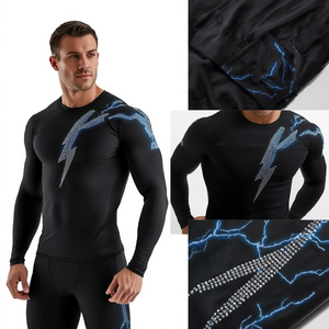 Rashguard de compression pour homme Lightning Crystal Performance - Séchage rapide, antibactérien, respirant, sans manches - Product Image 3