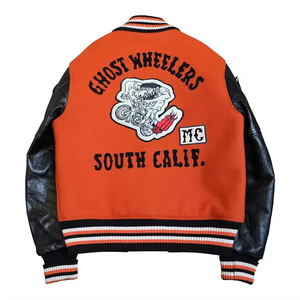 High-quality Customized Cotton Premium Side Stripe <b>Baseball</b> Leather Sleeve Embroidered Pilot <b>Jacket</b> <b>Men's</b> - Product Image 4
