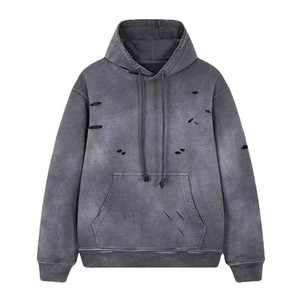 Sudadera con Capucha Personalizada, Estilo Vintage, Desgastada, con Salpicaduras de Pintura, para Hombre, de Forro Polar, para Invierno, Estilo Urbano - Product Image 1