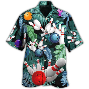 เสื้อเชิ้ตโบว์ลิ่งลำลองคอกลมแขนกุดพิมพ์ลายดิจิทัลสำหรับผู้ชาย คุณภาพสูง ทอจากผ้าฝ้าย 100% ระบายอากาศได้ดี เป็นมิตรกับสิ่งแวดล้อม - Product Image 5