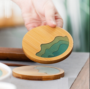 <b>Bamboo</b> Resin Tea & Coffee Cup Mat <b>Table</b> Coaster & Pads - Product Image 4