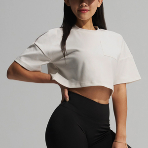 T-shirt court pour femme, de haute qualité, anti-rides, respirant, léger, en nylon/coton, toutes saisons, décontracté - Product Image 2
