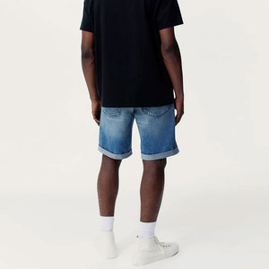 Shorts en jean cargo oversize pour hommes, coupe ample, délavé à l'acide, taille haute, vierges, personnalisables avec logo du fabricant, pour la vente en gros, style streetwear, 100% denim - Product Image 1