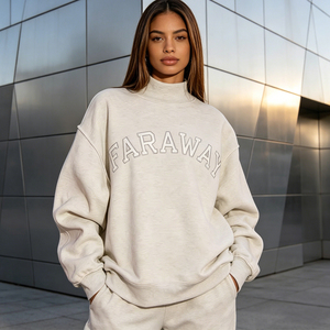 Sweat-shirt réversible personnalisé OEM pour femme, pull à col montant brodé à pois de haute qualité, coupe oversize - Product Image 4