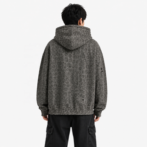 Men's Pullover Hooded <b>Sweatshirt</b> Regular Sleeve 100% Cotton French Terry Washed Breathable Windproof Pocket Design Solid - Product Image 2