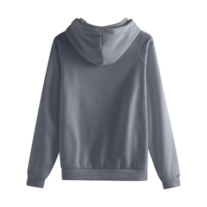 Unisex Gray Hooded Sweatshirt Full Sleeve Solid Color Casual Cotton Hoodie With Drawstring Durable stylish women tracksuit - Product Image 2