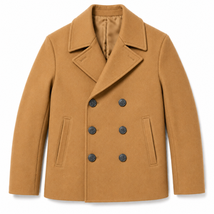 <b>Men's</b> Double Breasted Lapel <b>Pea</b> <b>Coat</b> Winter Overcoat Windproof Lined Interior Regular Fit Woolen Button Front Formal Casual - Product Image 4