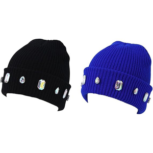 Gorro de Punto Negro OEM con Cristales, Gorro Cálido de Invierno para Hombre y Mujer, Suave y Elástico, con Logotipo Personalizado, Estilo Urbano - Product Image 2