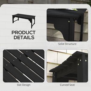 Panca da Giardino in Alluminio Pressofuso con Seduta Curva in Legno Nero per Patio e Cortile, Realizzata in Ferro e Metallo - Product Image 5