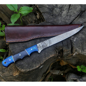 Couteau de pêche d'extérieur personnalisable, lame de 8 pouces en acier Damas forgé à la main, pleine longueur, ultra-affûtée, manche en bois de Pakka, ambidextre - Product Image 2