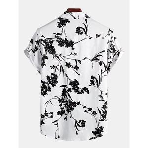 Chemises hawaïennes décontractées à fleurs pour hommes, en coton, avec logo brodé de haute qualité, style hawaïen, pour la plage, t-shirts d'été - Product Image 3